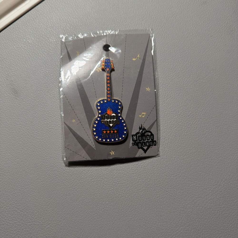 House of Blues Las Vegas Blue Enamel Guitar Lapel Pin